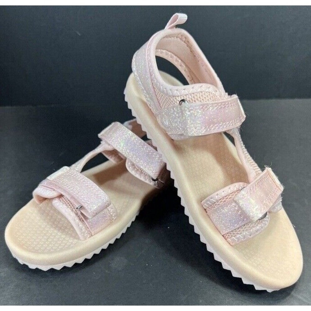 OshKosh Bgosh Sandals Toddler Girl Size 12 Pink Glitter Adjustable Straps